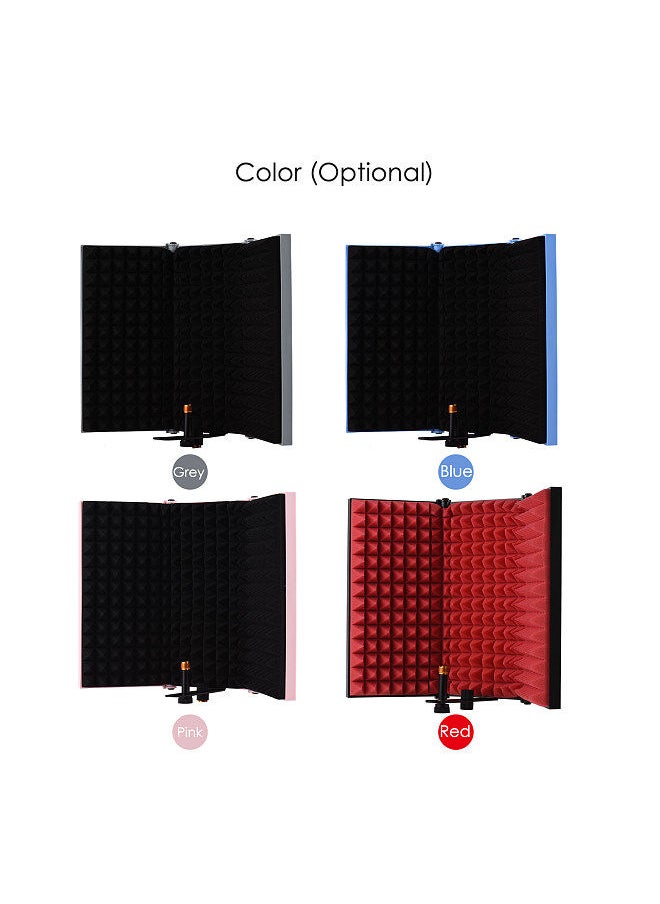 Generic - 3-door professional studio recording microphone isolation shield folding pop filter microphone wind screen with high density eva foam sound absorbing recording equipment - Image 1