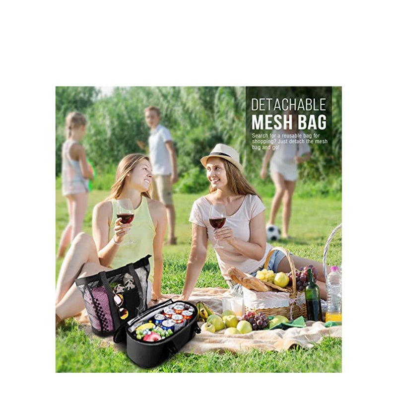 Zikra Mesh Beach Tote Bag with Detachable Beach Cooler - Max Capacity 34l 150lbs Ultra Durable for Women, 600D Polyester, Mesh Lining, Zipper Closure, Pvc, Party, Odor-free, Durable Design - Image 4