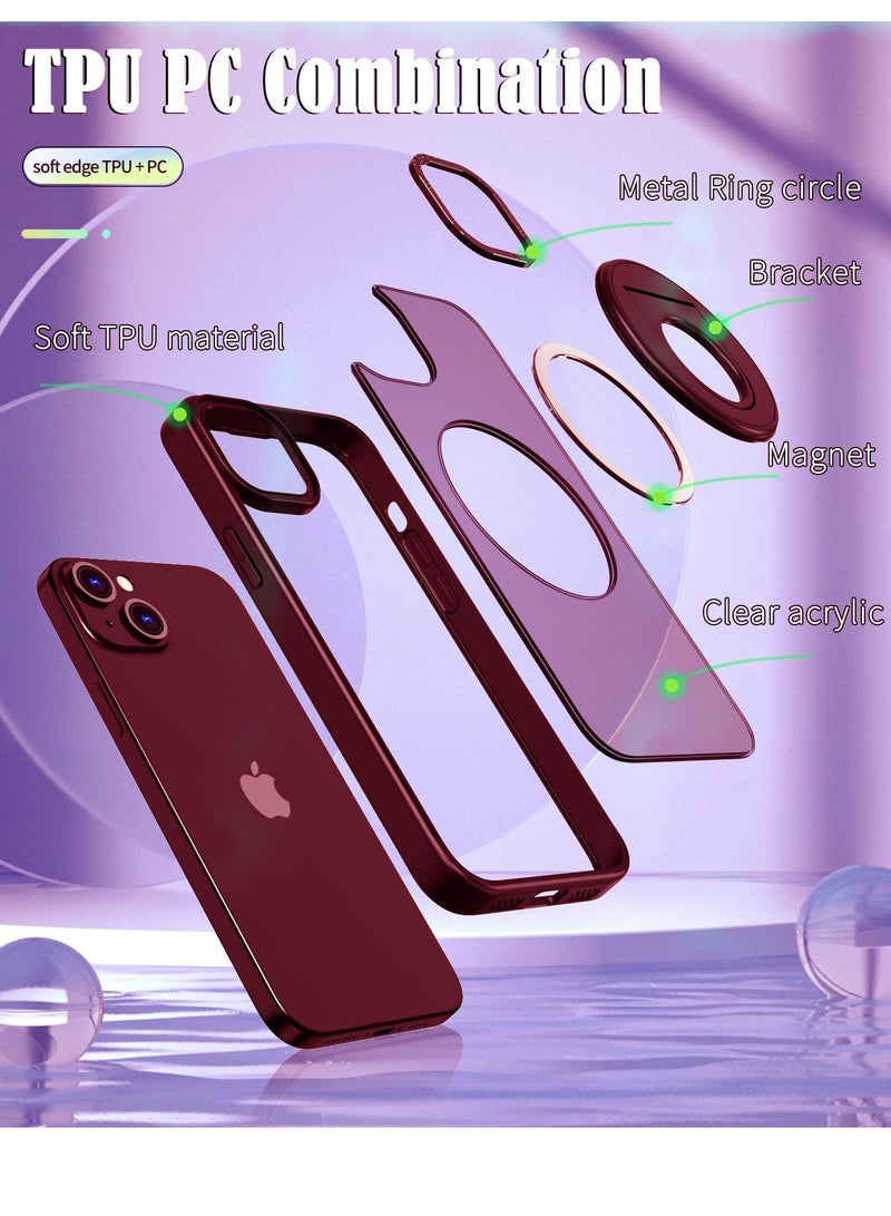 SYOSI Magsafe Case for iPhone 15 Pro Max with 360° Rotatable Adjustable Horizontal and Vertical Ring Holder Anti-Fingerprint Anti-Drop Military Shock Protection for iPhone 15 Pro Max 6.7" Black - Image 2