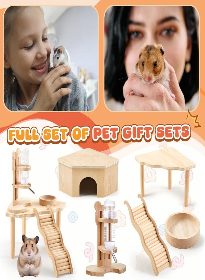 Sonwyoung 5 Pcs Hamster Cage Accessories, Wood Hamster Play Wooden Platform Water Bottle with Stand Climbing Set for Rat Mice Small Animals Pets Habitats Woodland Decor(Scalloped Platform) - Image 5