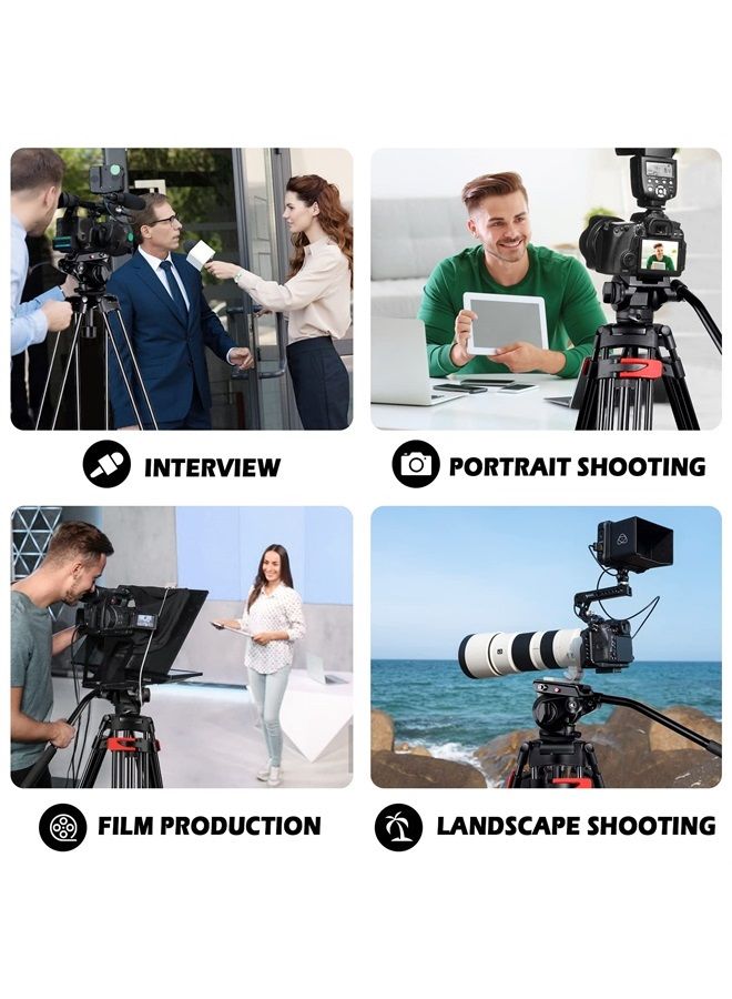 MACTREM 80" /203cm Video Tripod Heavy Duty Tripod with 360° Fluid Head,Mactrem Aluminum Tall Tripods Professional Compatible with Canon Nikon Sony DSLR Camera Camcorder Telescope Bnoculars (Load 33Lb) - Image 3