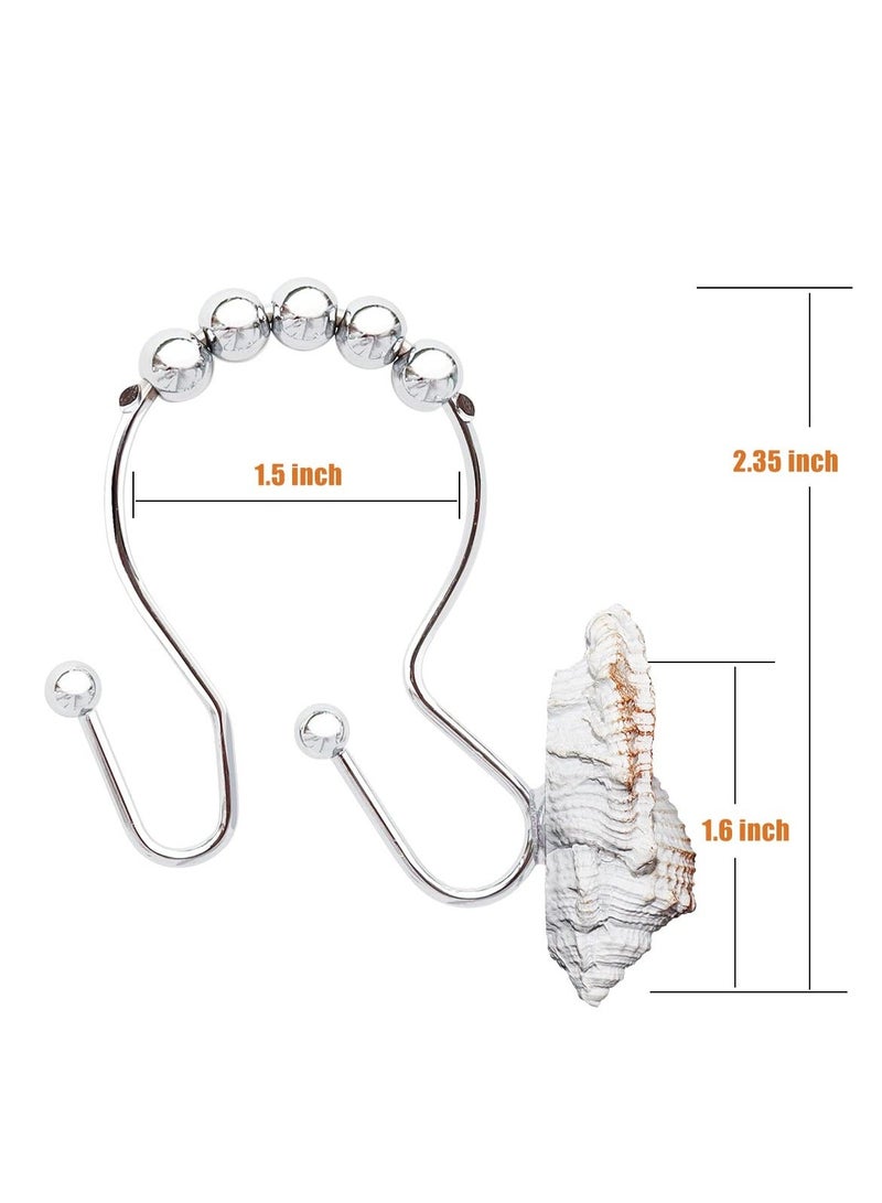 Seashell Shower Curtain Hooks Ring, 12 Pcs Anti Rust Decorative Double Resin Hooks, for Beach Bathroom, Baby Room, Bedroom, Living Room Decor - Image 4