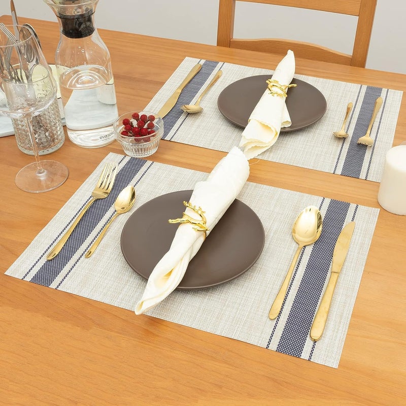RURIBOSYPlacemats Set of 4681012 Heat Resistant Stain Resistant NonSlip Woven Vinyl Insulation Placemats Washable Durable Elegant Table Mats for Dining IvoryGrey 8 - Image 3