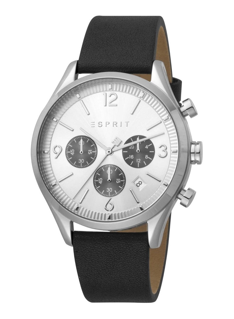Esprit Stainless Steel Chronograph Men's Watch With Black Leather Band ES1G210L0015 - Image 1