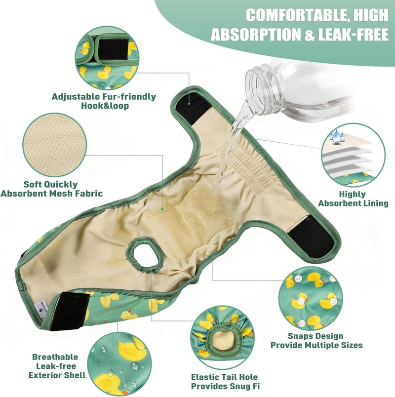 Langsprit Female Dog Diapers for Doggie Puppy,Reusable Dog Period Diapers Female for Heat Peeing,Small Medium Large Doggy Diaper Washable,Dogs Pants 5 Pack, Cute Bees, X-Large - Image 2