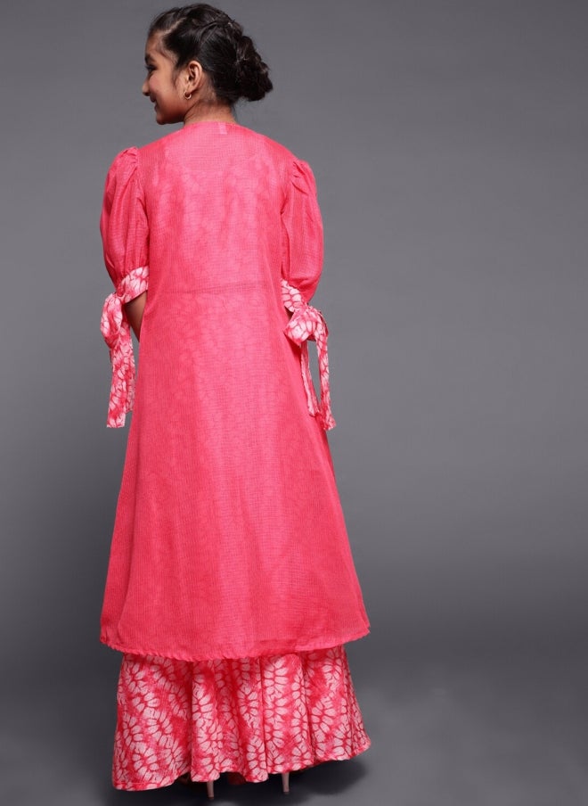 AKS Pink Printed Lehenga Choli Set for Girls - Image 5