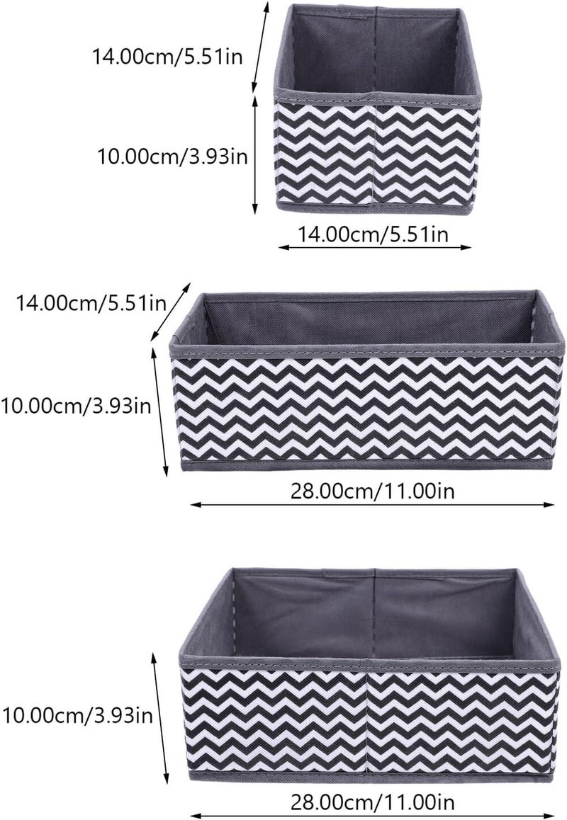 6pcs Foldable Wave-pattern Underwear Storage Boxes, Sock and Organizer Set in Black and White for Closet and Travel Use - Image 2
