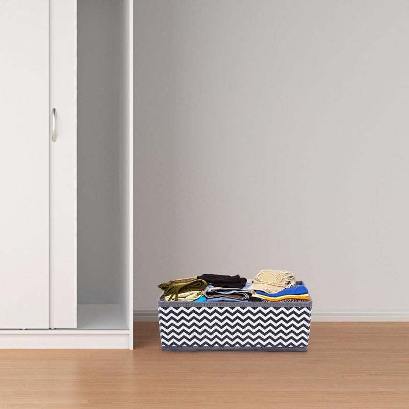 6pcs Foldable Wave-pattern Underwear Storage Boxes, Sock and Organizer Set in Black and White for Closet and Travel Use - Image 4