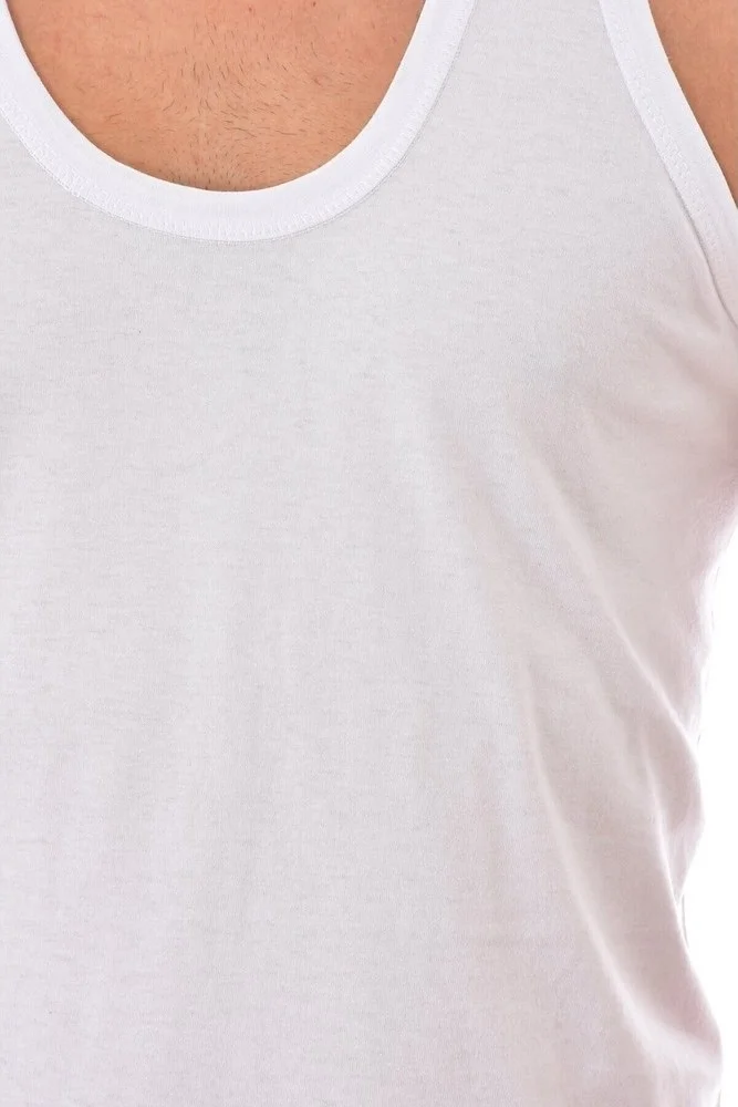 Seher Yıldızı Men's White-Black 100% Cotton Combed Cotton Undershirt