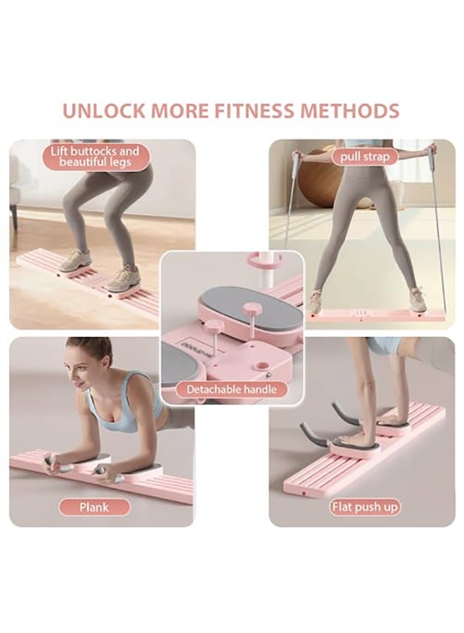 WALALLA All-in-One Home Ski Trainer - 3-Function Leg & Hip Exercise Machine with Adjustable Armrests, Pelvic Floor & Leg Shaping Equipment with Secure Foot Plates Pink - Image 2