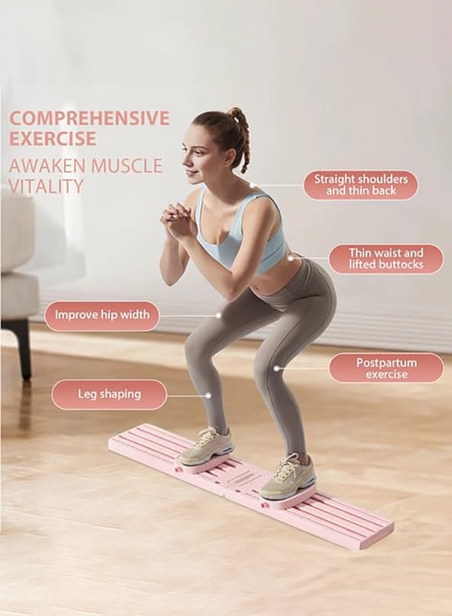 WALALLA All-in-One Home Ski Trainer - 3-Function Leg & Hip Exercise Machine with Adjustable Armrests, Pelvic Floor & Leg Shaping Equipment with Secure Foot Plates Pink - Image 4