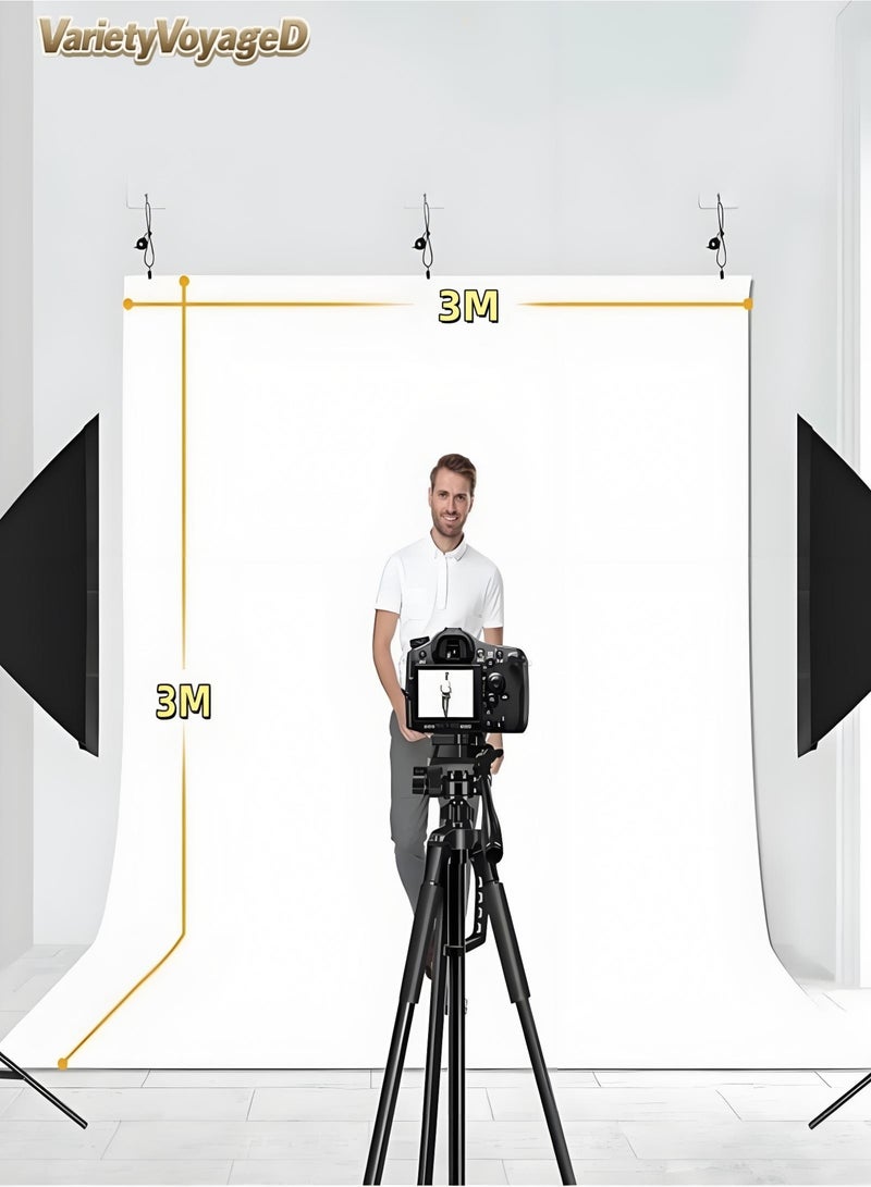 VarietyVoyageD 3M X 3M Backdrop for Photography White Photo Background Screen for Photo Video Studio Photoshoot Zoom,Indoor shooting,Outdoor shooting,Video Recording,Portrait shooting,Goods shooting,Pet shooting - Image 1