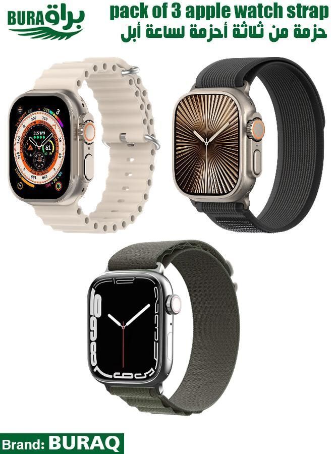 BURAQ Apple Watch Band Strap For Apple Watch Ultra 2/Ultra 49mm, Series 10 46mm, 9/8/7 45mm, SE2/SE/6/5/4 44mm, 3/2/1 42mm 