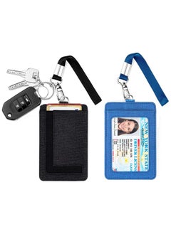 KASTWAVE ID Badge Holder with Wristlet Keychain 2Pcs Slim Minimalist Lanyard Card Case Holder ID Case with Detachable Keychain Wristlet Hand-held Student Card ID Offices ID School ID Driver's License  - Image 1
