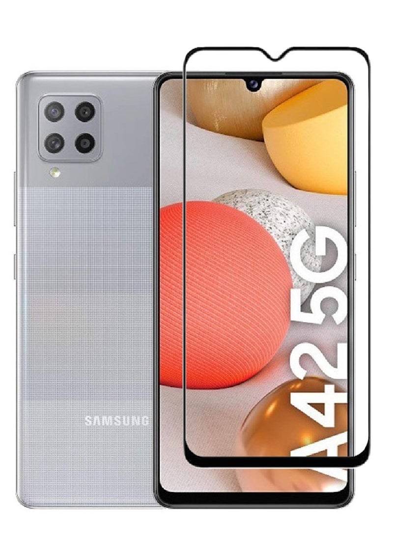 AINA حماية شاشة زجاجية مقساة 5D مصممة لهاتف سامسونج جالاكسي A42 5G تغطية كاملة للصق من الحافة إلى الحافة وخالية من الفقاعات - Image 1