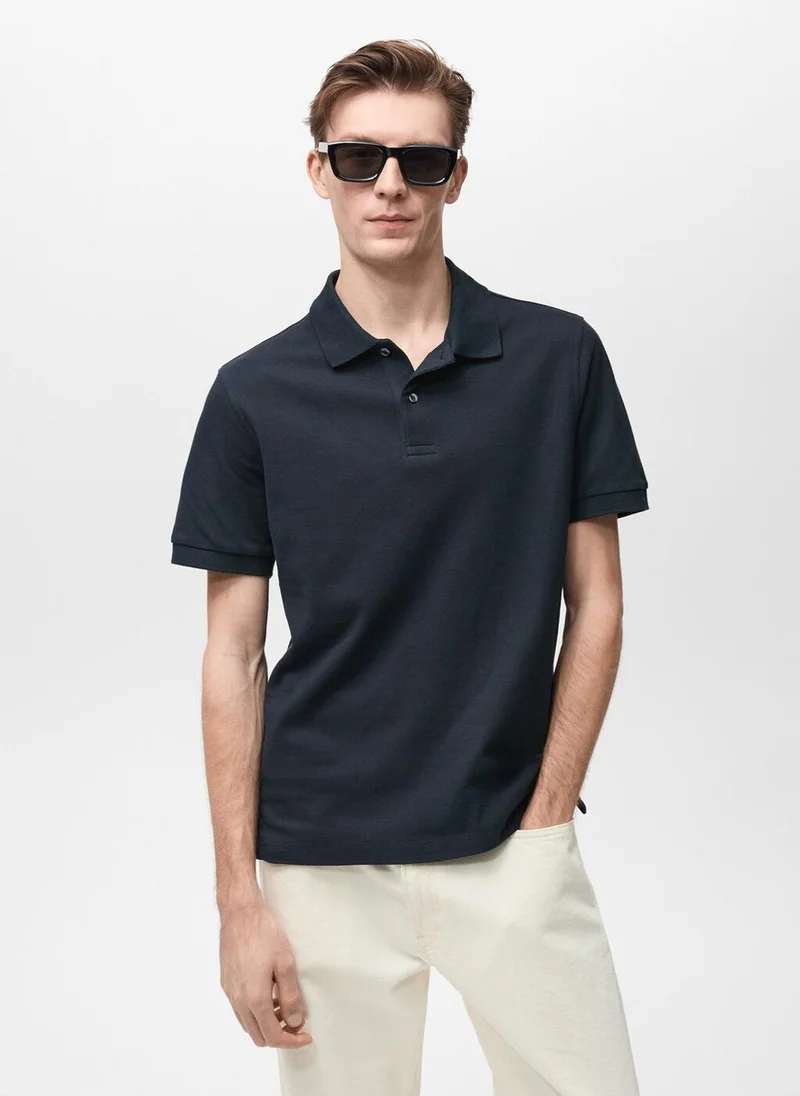 Mango Man Regular-fit cotton piqué polo shirt
