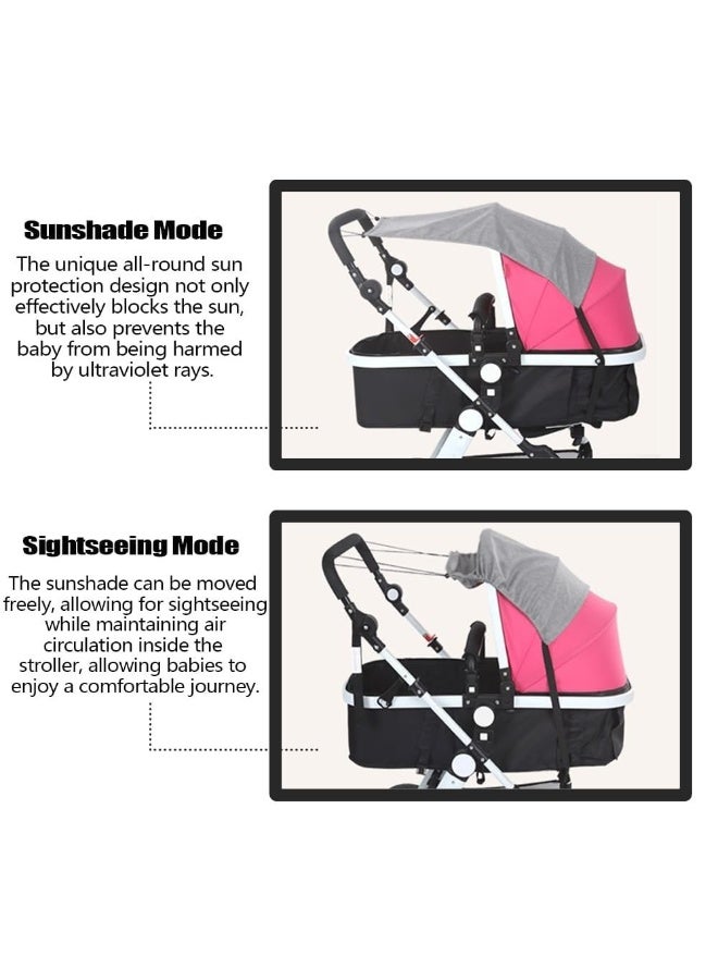 Stroller Sunshade, Protection Sunscreen, Universal Light Blocking, Sunshade Accessories,Protect Your Little One from Sun and Rain with Our High-View Stroller Shade(Gray) - Image 2