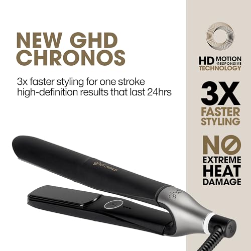 ghd Chronos Styler - 1” Smart Flat Iron Hair Straightener with HD Motion-Responsive Technology, Faster Styling, 24-Hour Results, More Shine, Less Frizz, and No Extreme Heat Damage - Black - Image 2