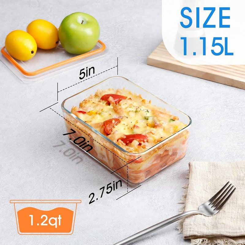 NUTRIUPS MIni-1.2QT Small Glass Baking Dish with Lid,（7×5 inches）Deep Rectangular Baking Dish for Oven - Image 2