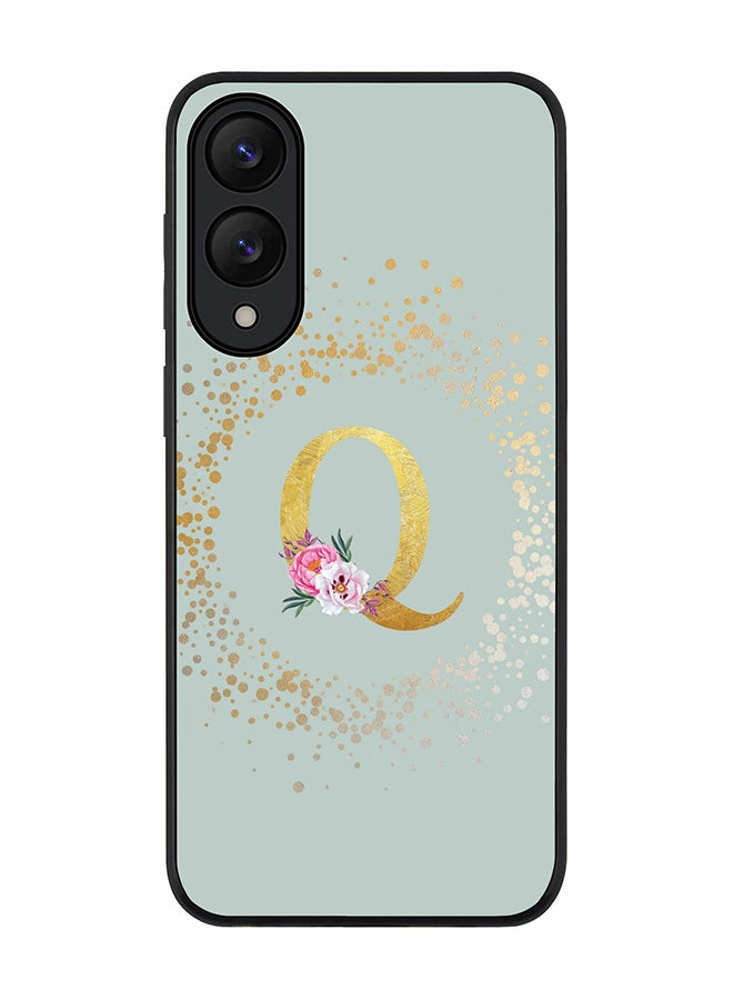 Stylizedd For Samsung Galaxy S25 Edge Case,Slim fit Camera Protection, Shockproof Thin Phone cover  - Custom Monogram Floral - Q  (Light Grey )