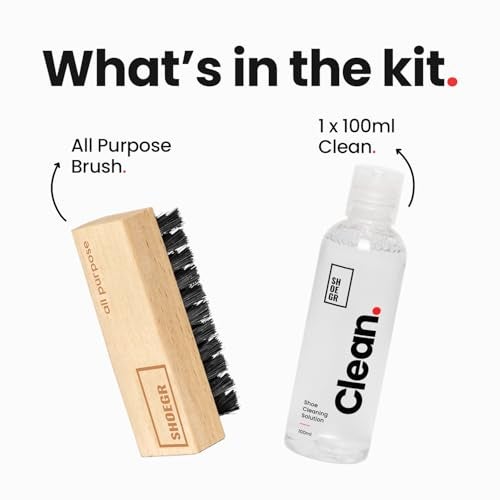 SHOEGR Essential Shoe & Sneaker Cleaning Kit | Shoe Cleaning Solution with All-Purpose Brush | Removes Dirt, Stains & Marks from Sneakers, Sports Shoes & Daily Footwear - Image 2
