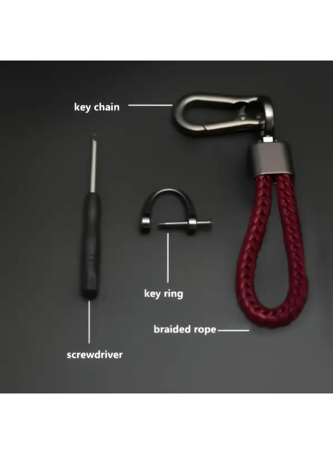 Heavy Duty Car Keychain For Men Red Braided Theft Design Key Holder Driver Gift - Image 3