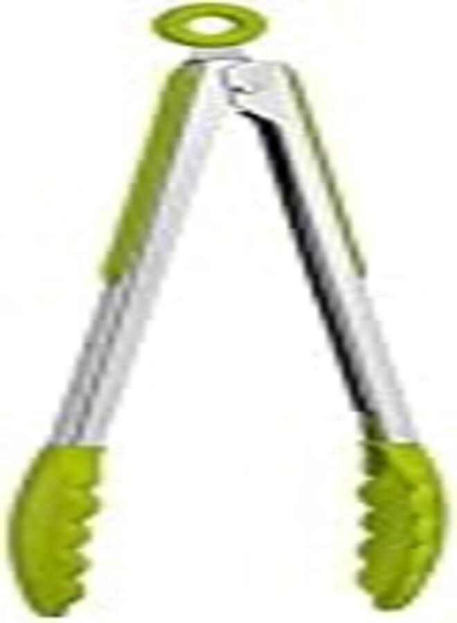 Green 1Pc Silicone Kitchen Cooking Salad Serving Tongs Stainless with Steel Handle [ETH]