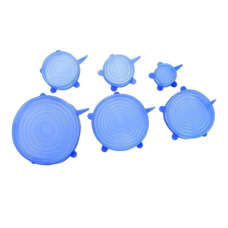 Plenteous Set of 6 Microwave Safe Silicone Stretch Lids Flexible Covers for Rectangle, Round, Square Bowls, Dishes, Plates, Cans, Jars, Glassware - Image 1
