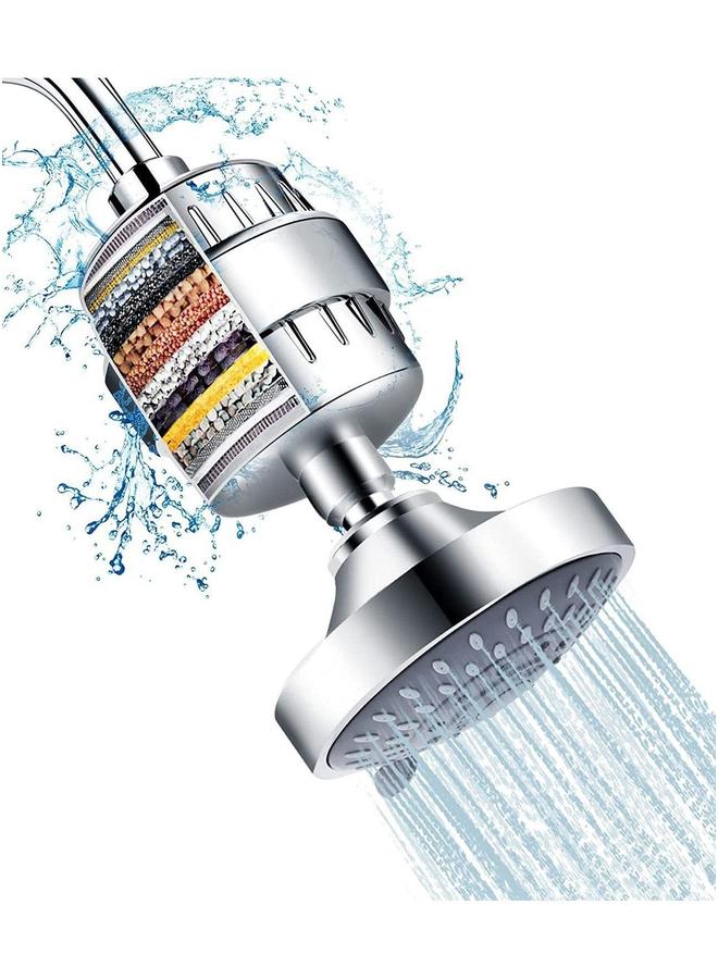 HOMESTAR Filtered Shower Head 20 Stage Filter Combo High Pressure Rain Heads for Hard Water Detachable 5 Modes Adjustable Softener Remove Chlorine Fluoride (Chrome)  - Image 1