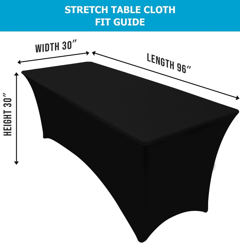Utopia Kitchen 8FT Spandex Tablecloth [1 Pack, Black] 200 GSM Stretch, Fitted, Washable and Wrinkle Resistant Table Cloth Rectangle Cover for Trade Shows, Wedding, Parties [96Lx30Wx30H Inch] - Image 3