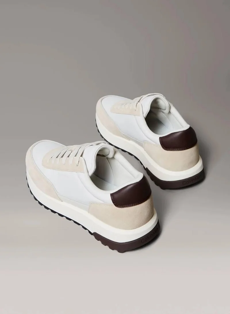 Calvin Klein Silvermoss/Vaporous White/Bordeaux Leather Sneakers for Men | Best Price UAE