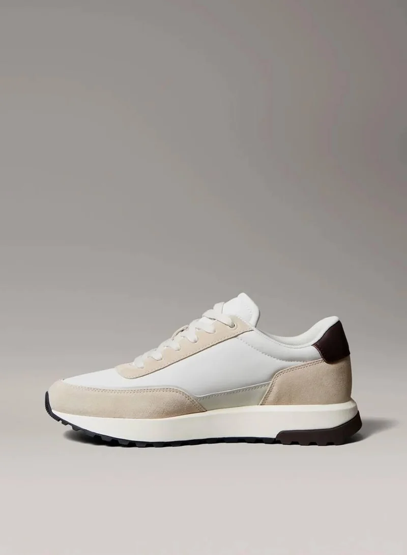 Calvin Klein Silvermoss/Vaporous White/Bordeaux Leather Sneakers for Men | Best Price UAE