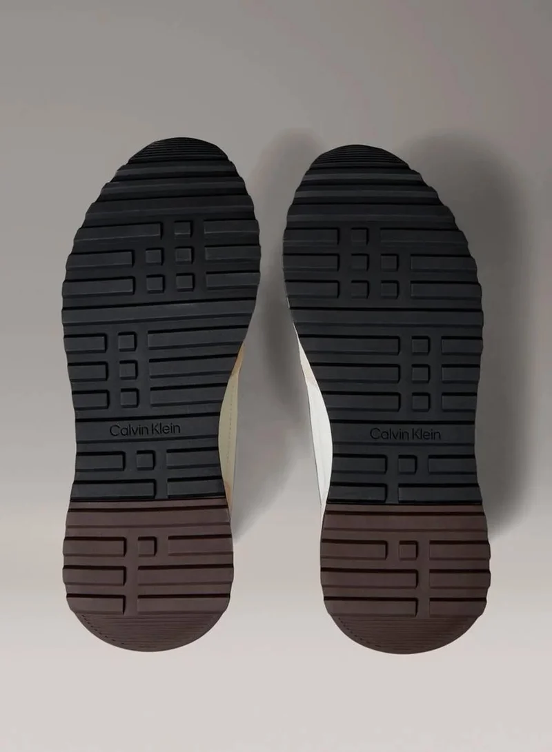 Calvin Klein Silvermoss/Vaporous White/Bordeaux Leather Sneakers for Men | Best Price UAE