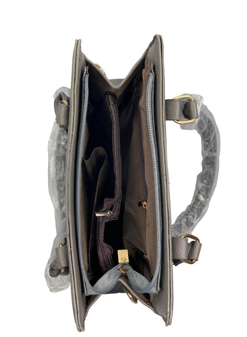 Influence Germany Elegant Structured Black Handbag for Women – Gold Hardware, Faux Leather - Image 3