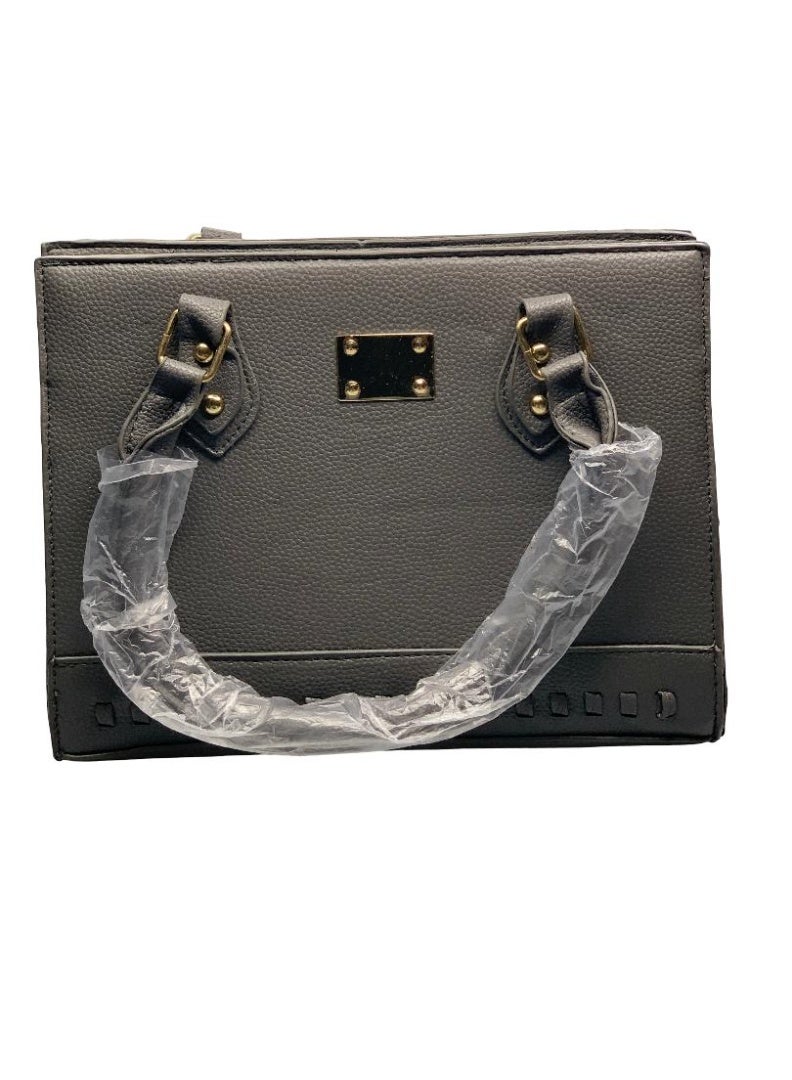 Influence Germany Elegant Structured Black Handbag for Women – Gold Hardware, Faux Leather - Image 1