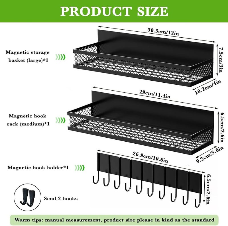 HASTHIP® Magnetic Kitchen Organiser & 10 in 1 Wall Hook Spice Rack Organizer Magnetic Shelf for Fridge No Drill Fridge Side Storage Rack for Kitchen Bathroom - Image 2