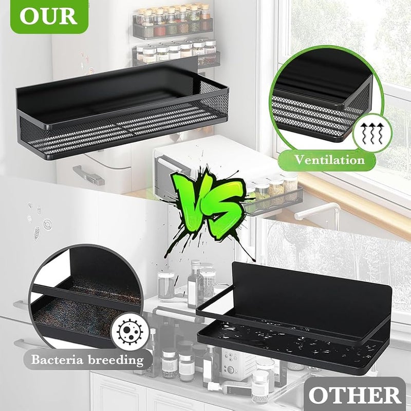HASTHIP® Magnetic Kitchen Organiser & 10 in 1 Wall Hook Spice Rack Organizer Magnetic Shelf for Fridge No Drill Fridge Side Storage Rack for Kitchen Bathroom - Image 5