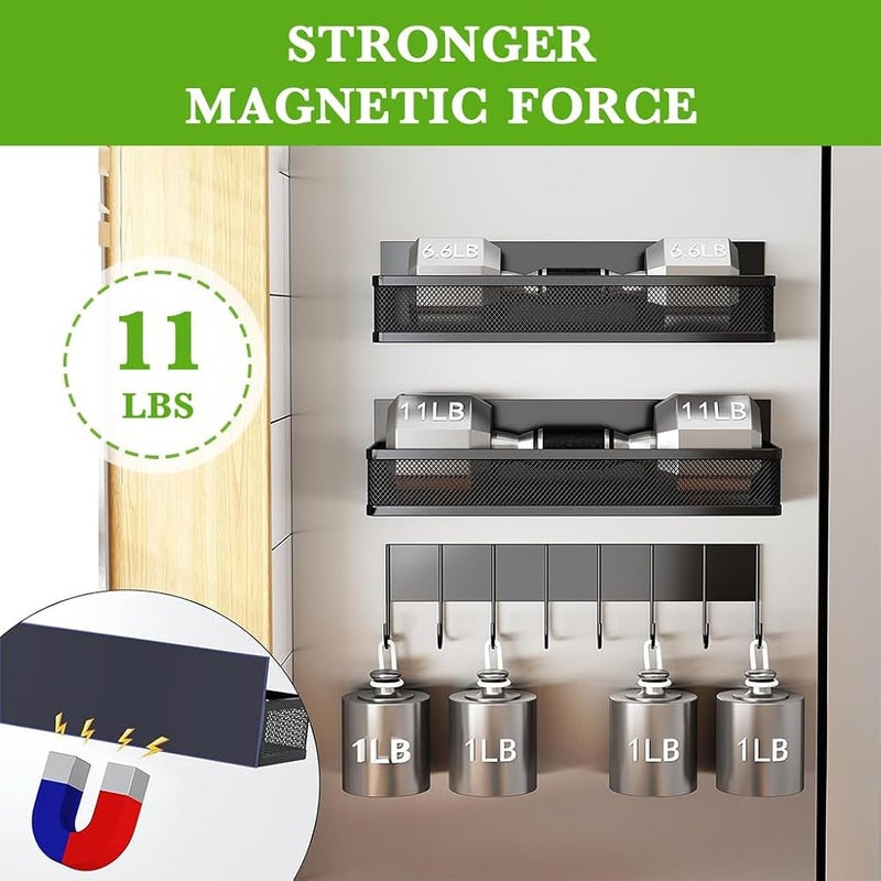 HASTHIP® Magnetic Kitchen Organiser & 10 in 1 Wall Hook Spice Rack Organizer Magnetic Shelf for Fridge No Drill Fridge Side Storage Rack for Kitchen Bathroom - Image 4