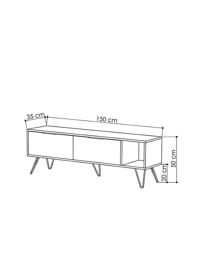 Mourah Home Furoki Tv Stand Up To 60 Inches With Storage - Oak/Dark Grey - 2 Years Warranty  - Image 3