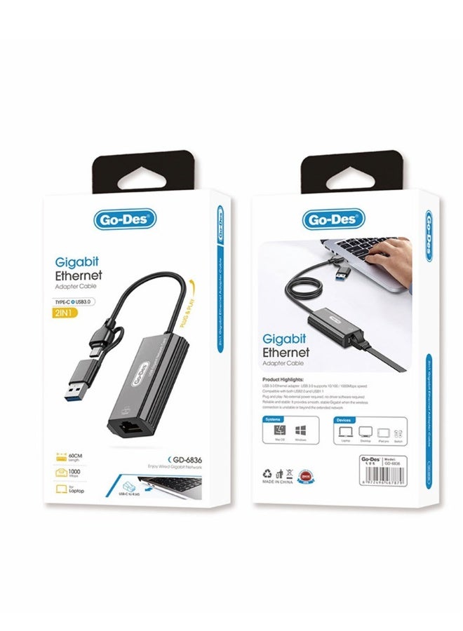 GO-DES Go Des GD-6836  Type-C Usb Converter Cable - Image 1