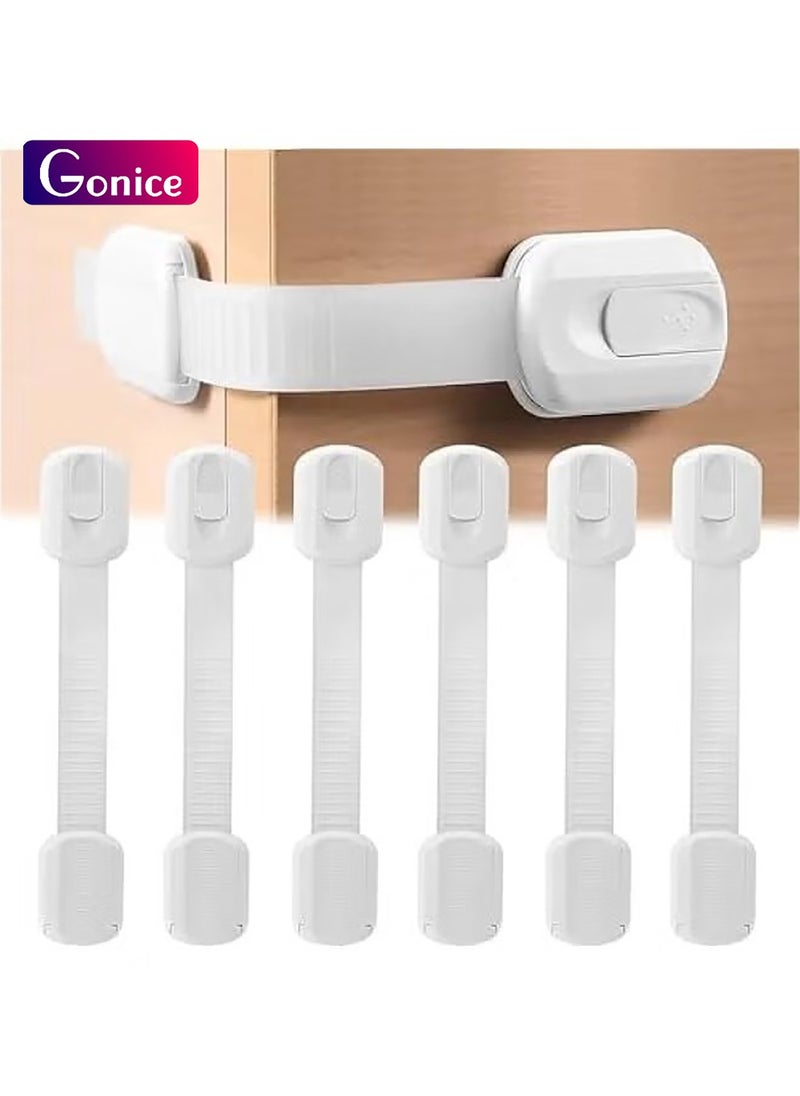 Gonice Child Safety Latches (6-Pack) | Cabinet Locks Baby Proofing| Baby Proofing set Strong and adjustable child locks suitable to lock door, fridge, toilet seat, cabinet, drawer, window, and oven  - Image 1