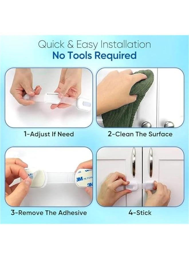 Gonice Child Safety Latches (6-Pack) | Cabinet Locks Baby Proofing| Baby Proofing set Strong and adjustable child locks suitable to lock door, fridge, toilet seat, cabinet, drawer, window, and oven  - Image 5
