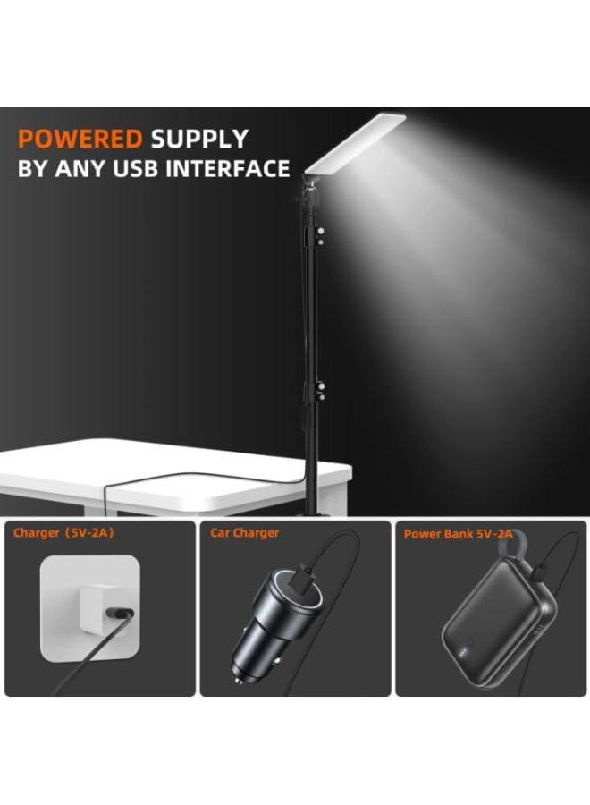 360 مجموعة مصباح تخييم LED محمول بزاوية 360 درجة مع جهاز تحكم عن بعد، عمود تلسكوبي بطول 4.5 متر، وحقيبة حمل - Image 3