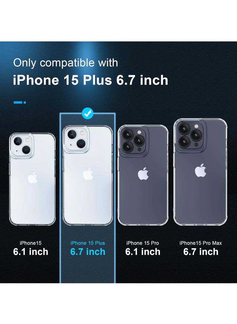 دوسالا [جراب شفاف 5 في 1 مصمم لهاتف iPhone 15 Plus مع واقي شاشة [عبوتان] + واقي عدسة الكاميرا [عبوتان]، غطاء شفاف للحماية من السقوط بدرجة عسكرية مقاس 6.7 بوصة - Image 2