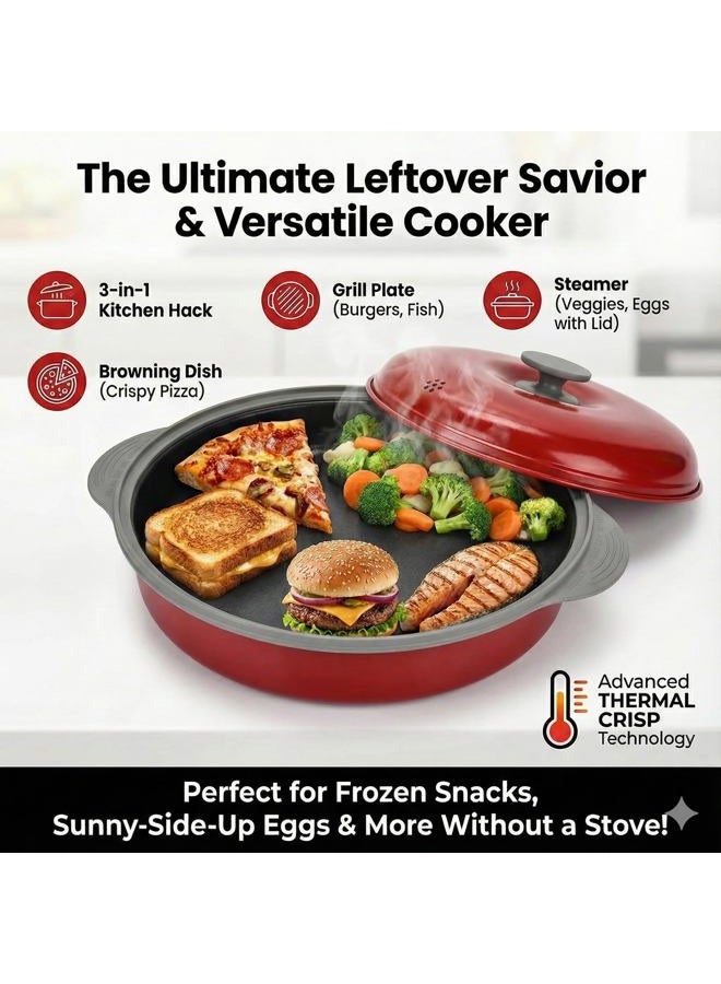 MACONEE Microwave Frying Pan Skillet, Grill & Crisper Pan with Lid Allows You to Fry, Sizzle, and Brown Foods in the Microwave, Micro Cookware for Grilling, Reheating, and Cooking a Variety of Dishes - Image 3
