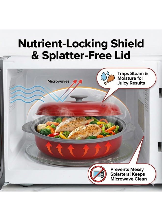 MACONEE Microwave Frying Pan Skillet, Grill & Crisper Pan with Lid Allows You to Fry, Sizzle, and Brown Foods in the Microwave, Micro Cookware for Grilling, Reheating, and Cooking a Variety of Dishes - Image 5