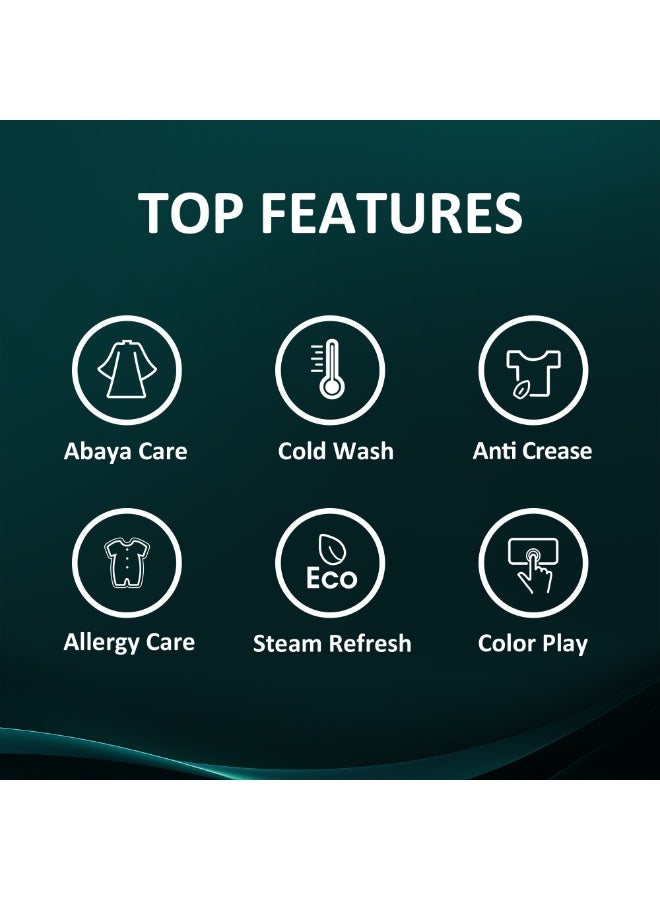 Hisense 10KG Front Load Washing Machine 1400RPM, Colour Display, Cold Wash, Anti Crease, Steam Refresh, Abaya Care, Allergy Colour,DD Inverter,Drum Clean,Bedding Care Program WF3M1042DB Titanium Grey - Image 3