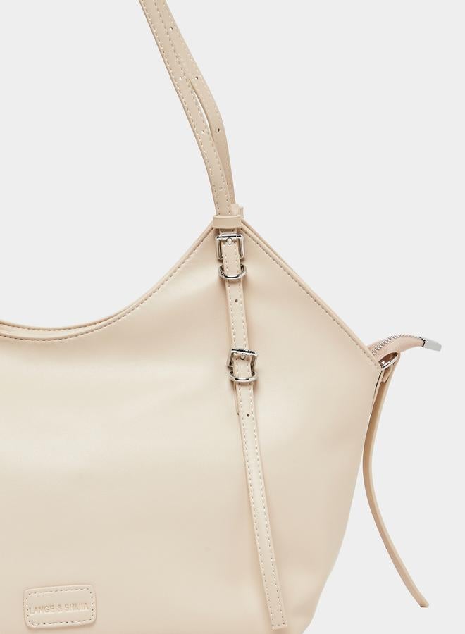 Styli Belted Shoulder Bag with Zip Closure - Image 4
