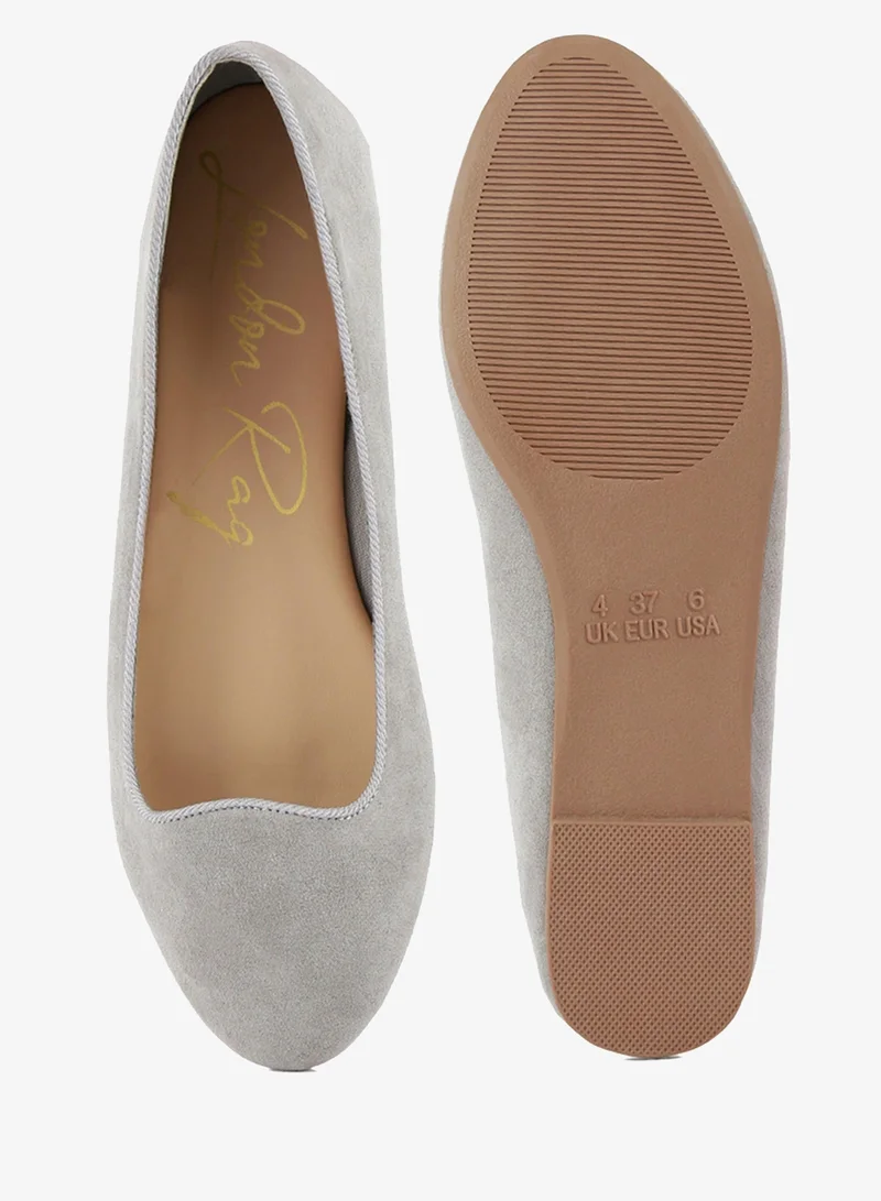 London Rag  Grey Microfiber Casual Ballerinas for Women | Best Price UAE