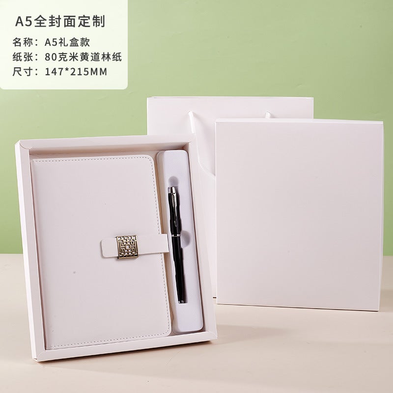 A5 Notebook Custom Gift Box Suit Full Color Printing Leather Surface To Picture Custom National Fashion Creative Pen - Image 1